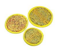Mikinona Set Da 3 Tappetini Ricamati Per Campane Tibetane Ø10/12/14 Cm, Cuscinetti Per Ciotole Da Meditazione Gialli, Accessori Per Pratiche Di Rilassamento e Mindfulness
