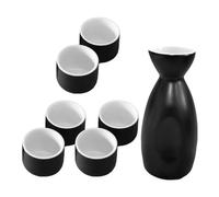 Mikinona Set Sakè Giapponese in Ceramica Dipinta a Mano Bottiglia e 6 Tazze Rotonde Caraffa per Sakè Caldo e Freddo Kit Tradizionale per Bevande al Vino di Riso per Intrattenimento e