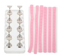 Mikinona Supporto per Unghie in Acrilico Rettangolare con Bordo Floreale Base per Esercitarsi con le Unghie da Salone Espositore per Campioni e Strumenti per Nail Art Fai da Te Set con 10