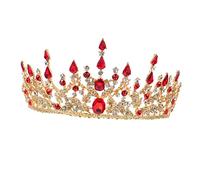 Mikinona Tiara Nuziale Copricapo Da Sposa Di Accessori Per La Sposa Diadema Per Le Donne Diadema Principessa D'epoca Doccia Corone Da Cerimonia in Argento Lega Rosso