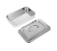 Mikinona Vassoio in Acciaio Con Coperchio Quadrato 23 Cm, Scatola Termometro Corporeo Per Manicure e Bellezza, Contenitore Per Ammollo Cosmetico Resistente e Facile Da Pulire