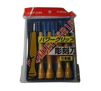 Mikisyo D.I.Y. Coltello da intaglio Power Grip set da 5 pezzi (custodia grigi...