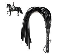 Mikiuly Frustino Equitazione Corto,Frusta da Equitazione,Frusta per Domare in Pelle PU,Outdoor Sports Portatile Antiscivolo Simil Pelle Frustino Cavallo,Frusta Antiscivolo per Cavallo,Nero