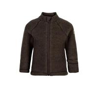 Mikk-line Giacca da passeggio, Oeko-Tex Standard 100, con chiusura lampo, per neonati e bambini, 95% lana, 100% lana merino senza mulesing, per ragazze e ragazzi, polsini reversibili, marrone scuro
