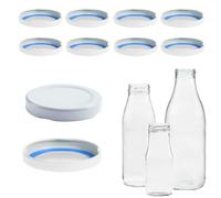 mikken 10 coperchi per bottiglie di vetro TO48/5 cm - Blueseal - senza BPA/PVC, tappo di ricambio Twist-Off per bottiglie di latte e succhi di frutta, colore bianco