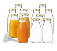 mikken - 12 bottiglie di vetro da 500 ml, con tappo a vite, colore: Oro
