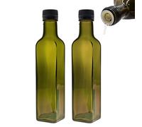 mikken 2 bottiglie di olio da 250 ml, con beccuccio, colore verde/marrone, con etichette