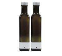mikken 2 bottiglie di olio da 250 ml, in vetro verde e marrone, da riempire autonomamente, con 2 etichette