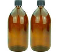 mikken 2 bottiglie di vetro marrone da 1000 ml con tappo a vite