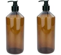 mikken 2 dispenser di sapone da 1000 ml in plastica marrone con etichette incluse