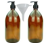 mikken 2 dispenser per sapone da 1000 ml in vetro marrone, senza BPA, per uso alimentare, con imbuto incluso