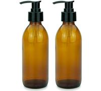 mikken 2 dispenser per sapone da 200 ml, in vetro marrone, per uso alimentare, con etichette