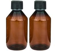 mikken 2 flaconi da laboratorio marrone da 250 ml in plastica per e-liquid, prodotti chimici, ecc. + etichette