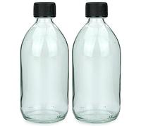 mikken 2 flaconi di vetro da 500 ml di chimica bottiglie da laboratorio da riempire + etichette