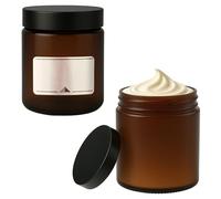 mikken 2 vasetti in vetro da 180 ml, colore marrone, con etichette