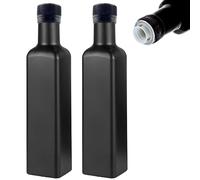 mikken 2 x bottiglie di olio da 250 ml con beccuccio erogatore olio bottiglia di vetro nero con etichette incluse