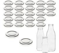 mikken 25 coperchi per bottiglie da 5 cm/TO48 Twist-Off coperchio a vite per bottiglie di latte e succhi di frutta, colore argento