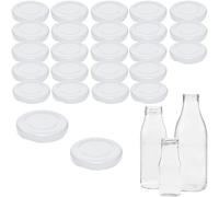 mikken 25 coperchi per bottiglie di vetro da 5 cm/TO48 Twist-Off tappo a vite per bottiglie di latte e succhi di frutta, colore bianco
