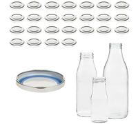 mikken 25 coperchi per bottiglie di vetro TO48/5 cm - Blueseal - senza BPA/PVC, tappo di ricambio Twist-Off per bottiglie di latte e succhi di frutta, colore argento