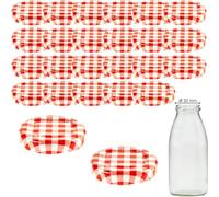 mikken 25 coperchi TO43 4,5 cm per bottiglia di vetro Twist-Off tappo di ricambio per bottiglie di latte e succhi di frutta, colore rosso, bianco, a quadretti