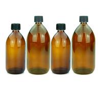 mikken 4 bottiglie di vetro marrone 2 x 500 ml + 2 x 1000 ml con tappo a vite