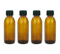 mikken 4 bottiglie di vetro marrone da 200 ml con tappo a vite