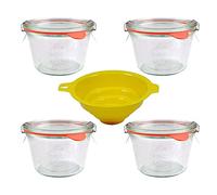 mikken - 4 vasetti in vetro con bordo rotondo, 250 ml, accessori inclusi