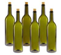 mikken 6 bottiglie di vetro da 750 ml, colore verde, con tappi ed etichette