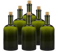 mikken 6 bottiglie di vetro verde/marrone da 500 ml con tappo in sughero