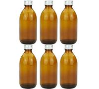 mikken - 6 flaconi da farmacista da 250 ml in vetro marrone con tappo a vite + etichette per etichettatura