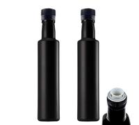 mikken Set di 2 bottiglie di olio da 250 ml con beccuccio nero in vetro aceto e olio