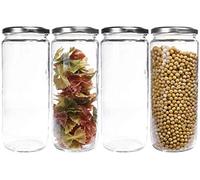 mikken Set di 4 barattoli da 1,1 litri con tappo a vite, barattolo, barattolo di vetro con etichette