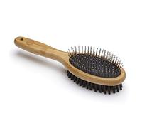 Mikki Spazzola Combinata In Bambù, Per Pelo Liscio Corto E Medio, Per Cani E Gatti, Realizzato Con Bambù Sostenibile, Per La Toelettatura Del Pelo Ribelle, Grande - 110 g