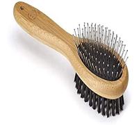 Mikki Spazzola Combinata In Bambù, Per Pelo Liscio Corto E Medio, Per Cani E Gatti, Realizzato Con Bambù Sostenibile, Per La Toelettatura Del Pelo Ribelle, Piccolo - 70 g