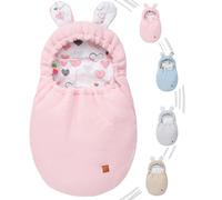 Mikos Coperta per ovetto, 100% cotone GOTS Zert. Primavera, coperta a maglia, sacco nanna con cerniera, universale, per passeggini, primavera, Maxi Cosi a 3 punti (50) (rosa)