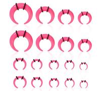 Mikovivi 18 Pezzi Anelli per Setto Nasale in Acrilico, Kit di Allungamento Calibro Nasale a Forma di C Rosa Conico per Calibro e Auricolare Taglia 14G 12G 10G 8G 6G 4G 2G 0G 00G