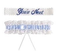 Mikovivi 2 Pz Giarrettiera da Sposa, Cintura Reggicalze Elastica in Pizzo Bianco e Blu Eleganti Accessori per Matrimoni Accessori da Sposa per Donna