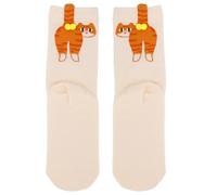 Mikovivi 2pz Calzini Gatto Carini per Donne, Calzini Animali Comodi in Cotone con Ponpon Accessori Divertenti Gialli Stile Gattino per Outfit Femminili