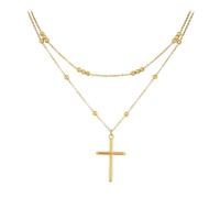 Mikovivi 2pz Collana Croce Oro, Croce Collana Doppia Catena Regolabile alla Moda con Catena Estesa per Accessori di Gioielleria da Donna