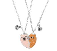 Mikovivi 2pz Collane dell'Amicizia Capibara Set, Adorabili Collana Capibara a Forma di Cuore per Anniversario Compleanno Regalo per Amiche Donne (Colore Argento)