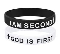 Mikovivi 2pz Dio è il Primo io Sono il Secondo Braccialetto, Silicone Braccialetti Cristiani con Versetti Biblici Ispiratori Braccialetto Religioso per Uomo e Donna