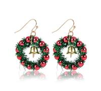 Mikovivi 2pz Orecchini Donna Pendenti Natalizi, Lega di Zinco Orecchini Natalizi a Glitter Cerchio Gioielli a Forma di Ghirlanda Campana per Donne Vacanza Feste Gioielli