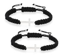 Mikovivi 2pz Set di Braccialetti Dell'Amicizia con croce, Bracciale Dell'Amicizia con Croce Regolabile Gioielli Cristiani Intrecciati per Coppie