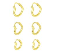 Mikovivi 3 Paia di Orecchini Cerchio Cuore, Orecchini a Forma di Cuore in Oro per Donna Orecchinis a Cerchio Impilabili Eleganti Orecchinis Cuores Leggeri per Donna (3 Misure)