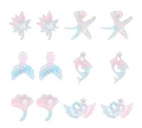 Mikovivi 6 Paia Orecchini Luminosi Plastica Serie Oceano, Orecchini a Bottone Mare per Ragazze Donne con Stelle Marine Conchiglie Gioielli Design Pesce per Orecchie Sensibili Feste Estive in Spiaggia
