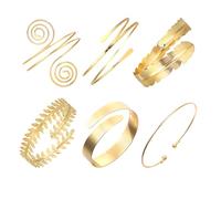 Mikovivi 6pz Polsini Dorati Donna, 6 Stili Bracciale Aperto Regolabili per Donna Set Gioielli Eleganti e Personalizzati Accessori Costumi di Halloween o Accessori Quotidiani