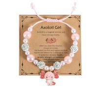 Mikovivi Bracciale Axolotl Regolabile, Braccialetto con Ciondolo di Perline Axolotl con Adorabile Biglietto Regali per il Ritorno a Scuola Gioielli Carini per Laureati Roba Elastica Kawaii