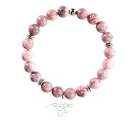 Mikovivi Bracciale con Colibrì per Donna, Bracciale Perline in Pietra Rosa e Viola Ciondolo a Forma di Colibrì Gioielli Ispiratori con Biglietto Regalo per Donna