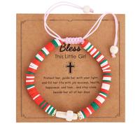 Mikovivi Bracciale con Croce Bambine, Braccialetti con Gesù per Prima Comunione Battesimo Natale Gioielli Cattolici per Bambine Adolescenti Figlie e Nipoti