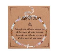 Mikovivi Bracciale con Croce per Donna con Biglietto, Braccialetto Croce Cristiana e Pietra il Compleanno Regalo di Compleanno per Donna